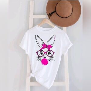 Easter Bunny pink glasses t-shirt unisex